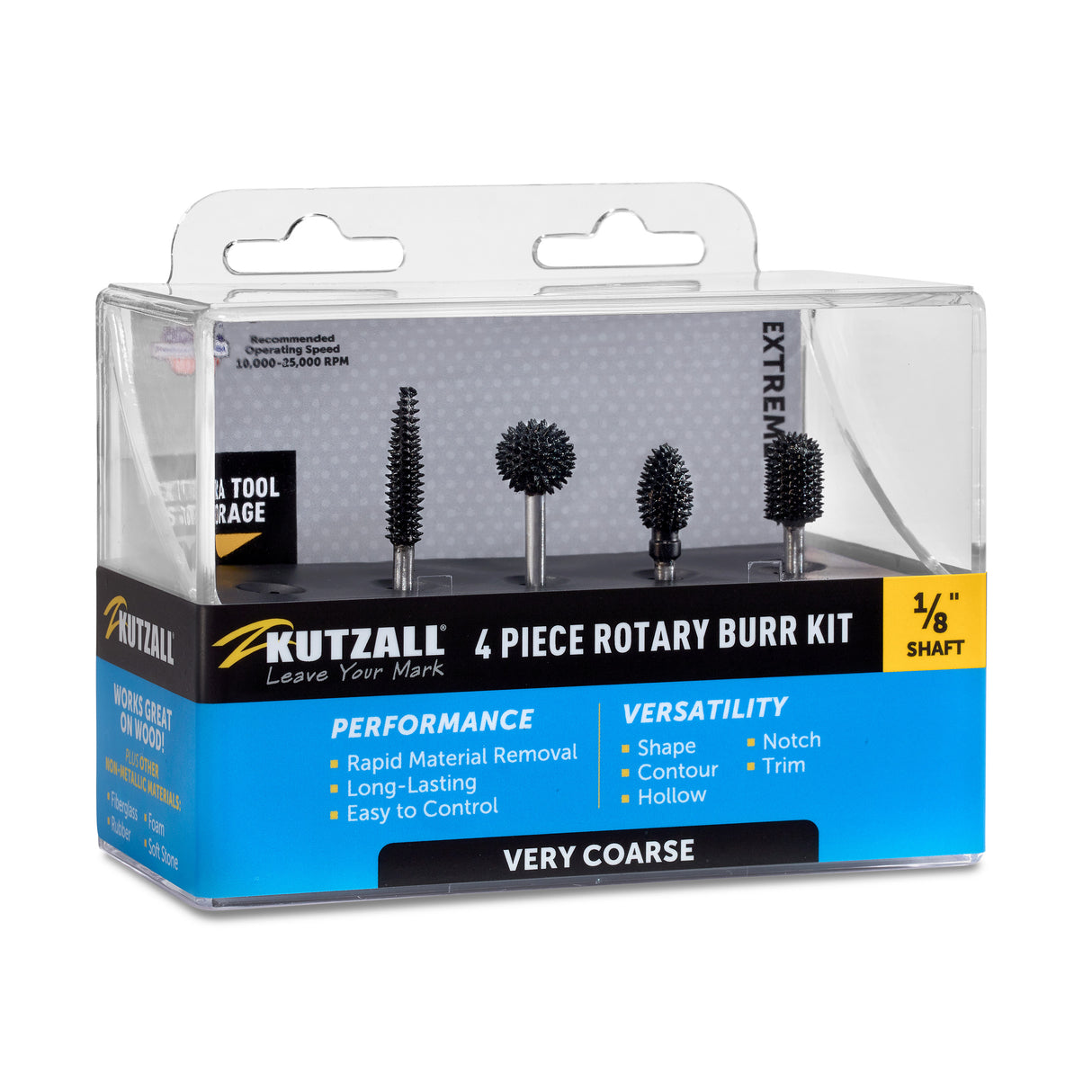 Kutzall 4 Piece Very Coarse Burr Kit - 1/8" Shank