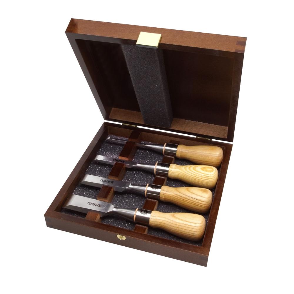 Narex Richter Cryogenic Bevel Edge Butt Chisels In Wooden Case - Set of 4