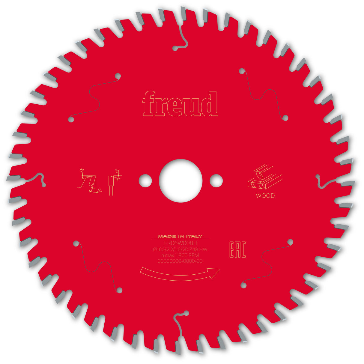 Freud Timber Fine Cut Off Circular Saw Blade - 160mm Diameter - 48Tooth - 20mm Bore - FR06-W008H