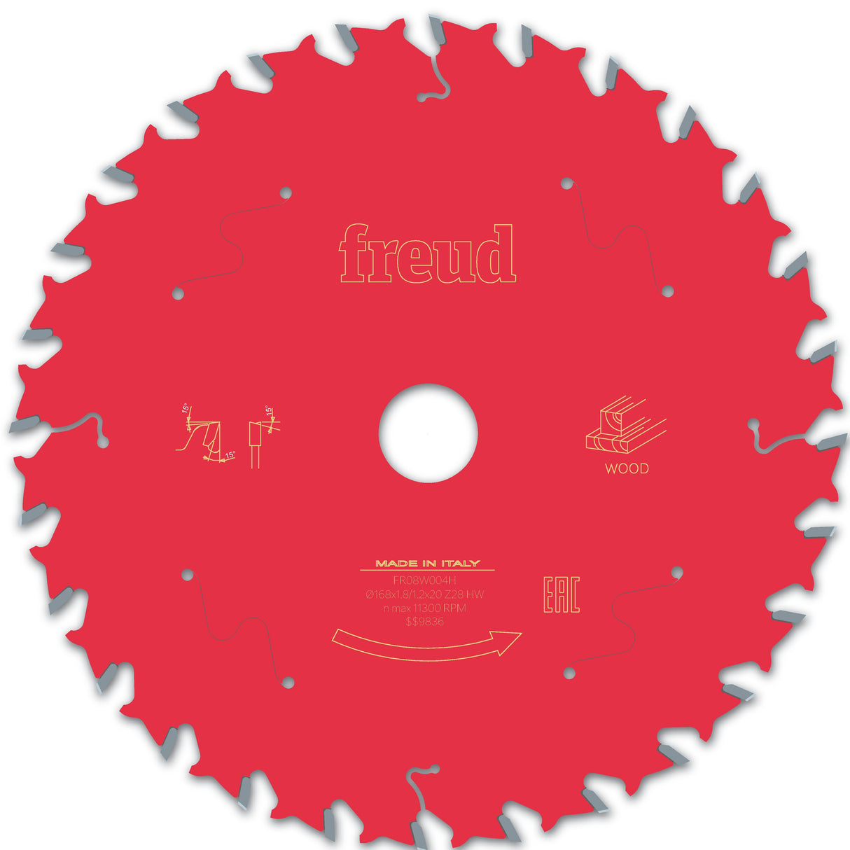 Freud Circular Saw Blade - 168mm Diameter - 28 Tooth - 20mm Bore - Wood - FR08 W004H