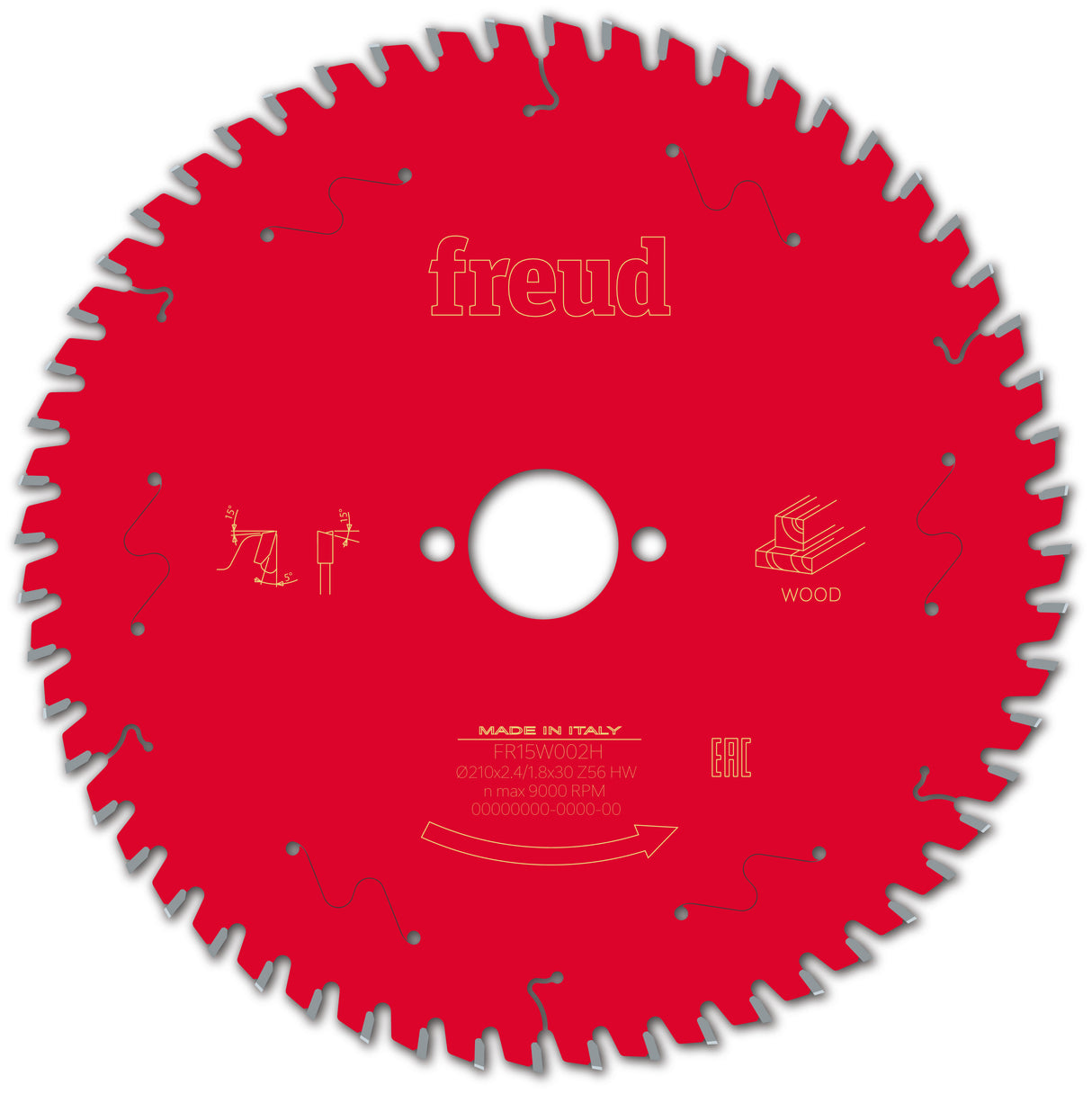 Freud Timber Fine Cut Off Circular Saw Blade - 210mm Diameter - 56 Tooth - 30mm Bore - FR15-W002H