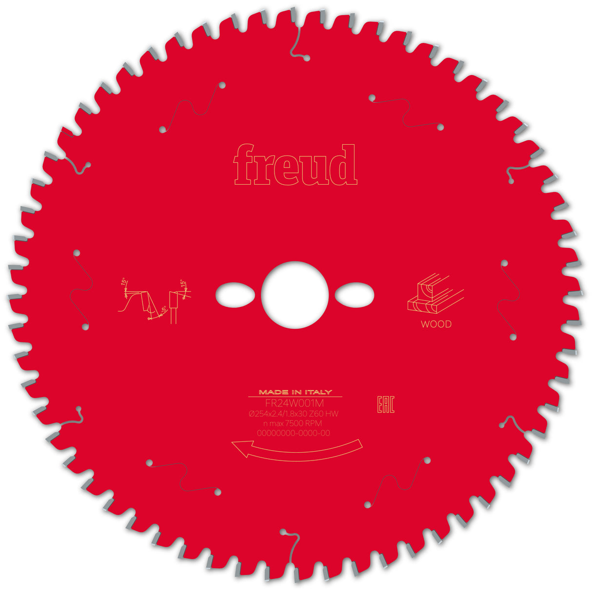 Freud General Purpose Mitre Saw Blade - 254mm Diameter - 60 Tooth - 30mm Bore - FR24-W001M