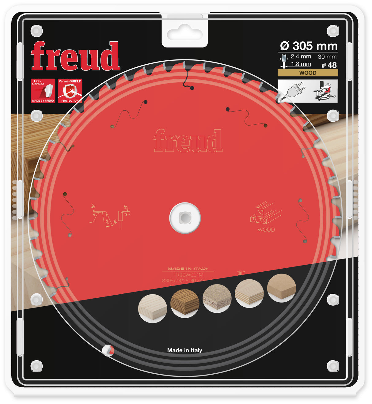 Freud General Purpose Mitre Saw Blade - 305mm Diameter - 48 Tooth - 30mm Bore - FR29-W001M