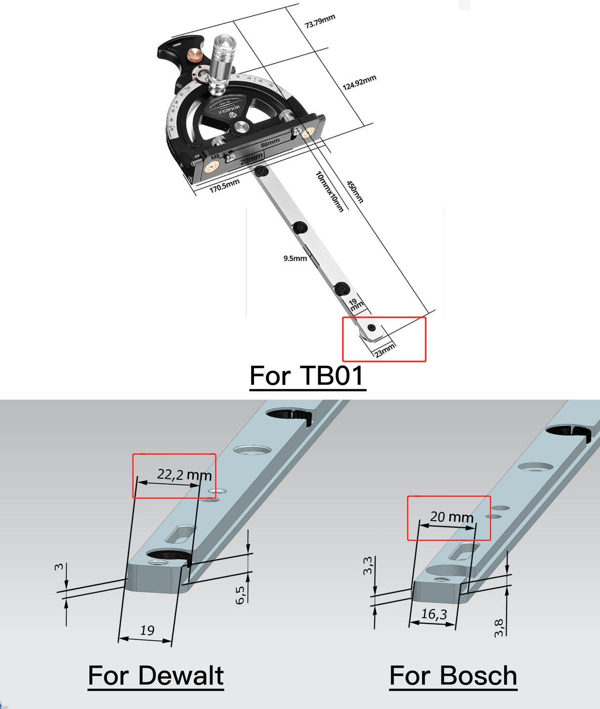Precision Mitre Gauge Set Includes Extended Fence And 0.02mm Micro Adjustable Flip Stop - By Hongdui Tools