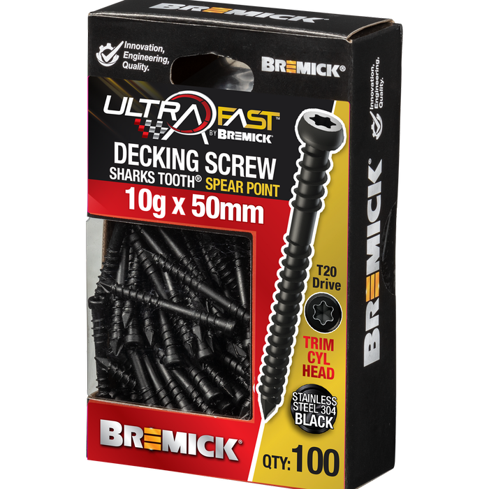 Bremick™ Black 304 Stainless Steel Spear Decking Screw Truss Head