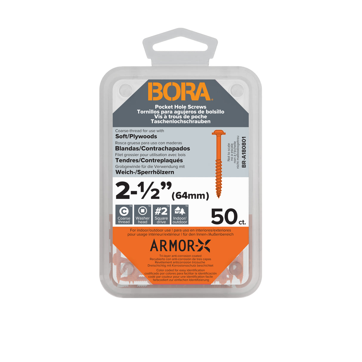 BORA Wood Screws 64mm Coarse | 50 Pack