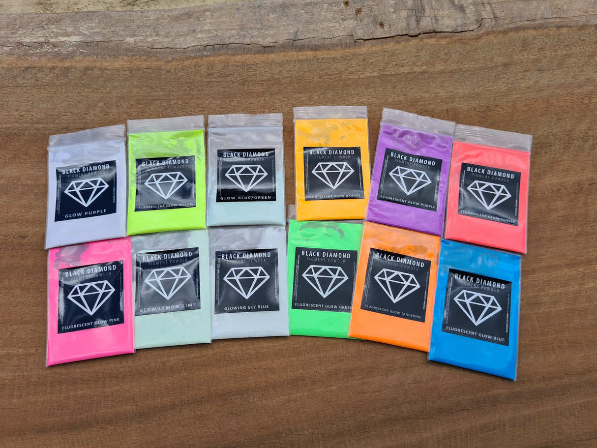 Fluorescent Glow Variety Pack 12 Colours | Black Diamond Pigments
