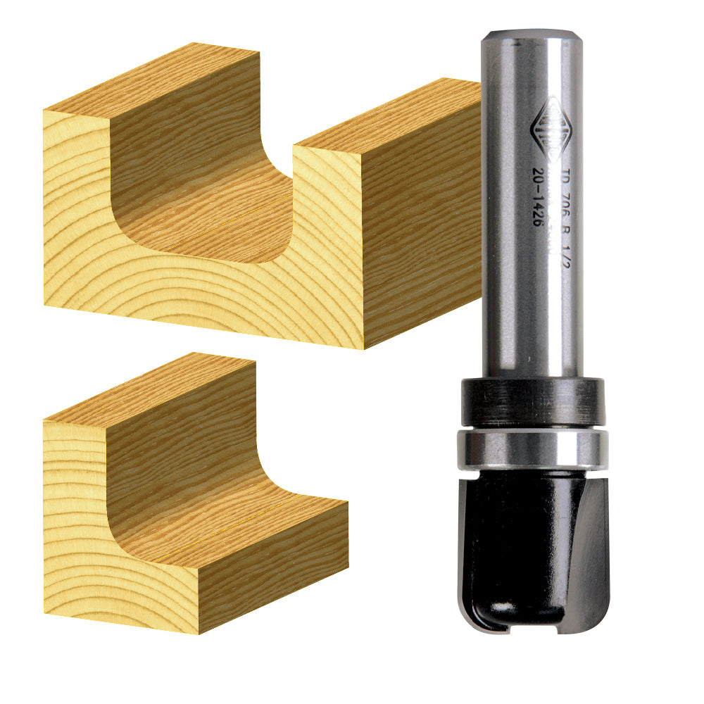 Dish/Bowl Cut Router Bits Carbitool - with Bearing