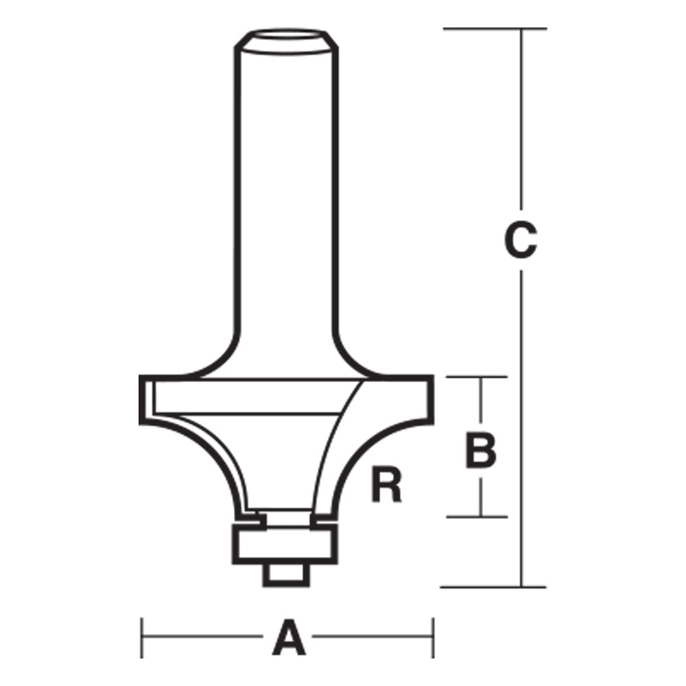 Round Over Router Bits Carbitool - with Bearing 1/2" Shank