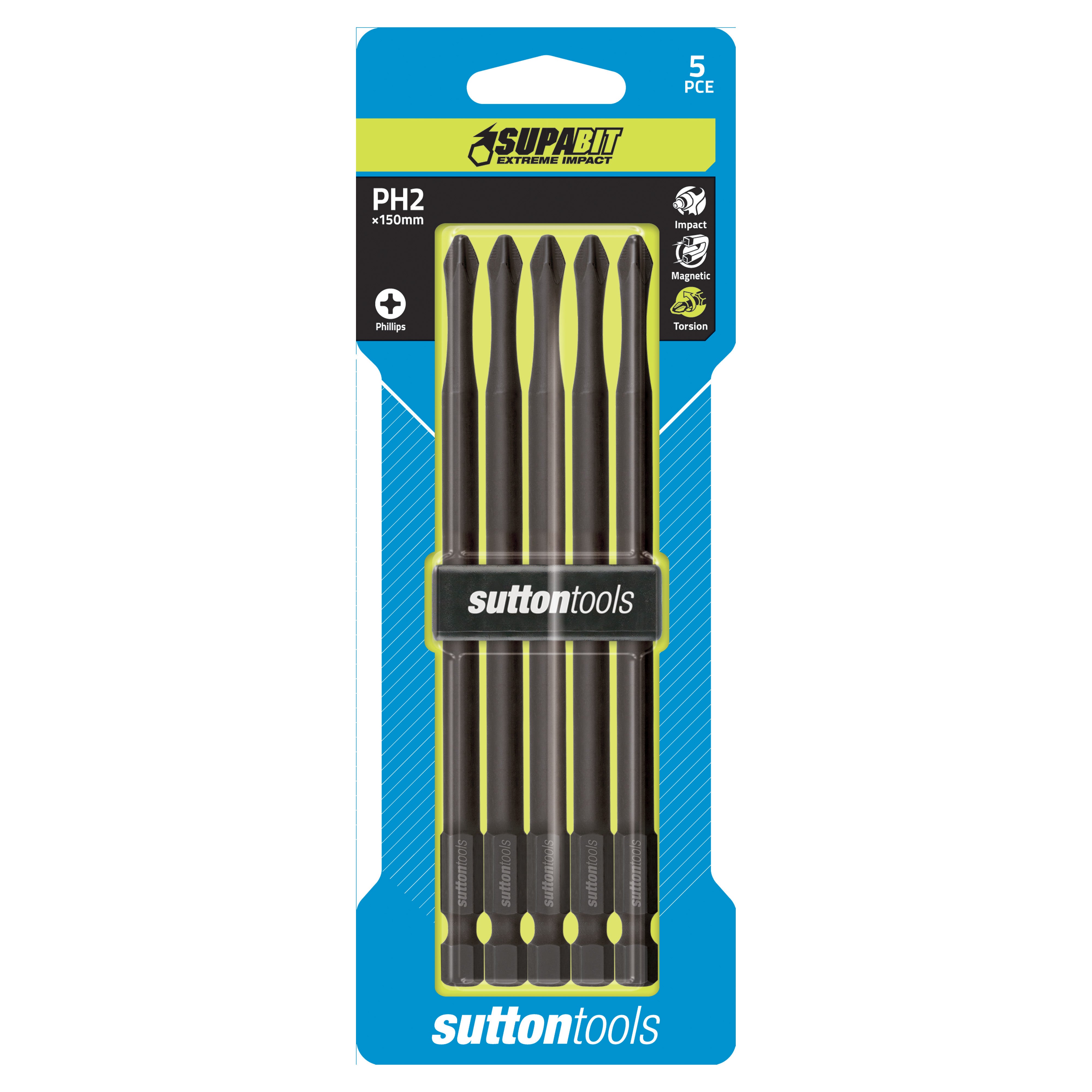 KELSON PH2 50mm Long Phillips #2 Impact Screwdriver Bit – Magnetic, Hex Shank For Impact Drills