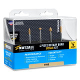 Kutzall 4 Piece Fine Detail Burr Kit - 1/8" Shank