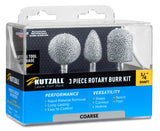 Kutzall 3 Piece Coarse Burr Kit - 1/4" Shank