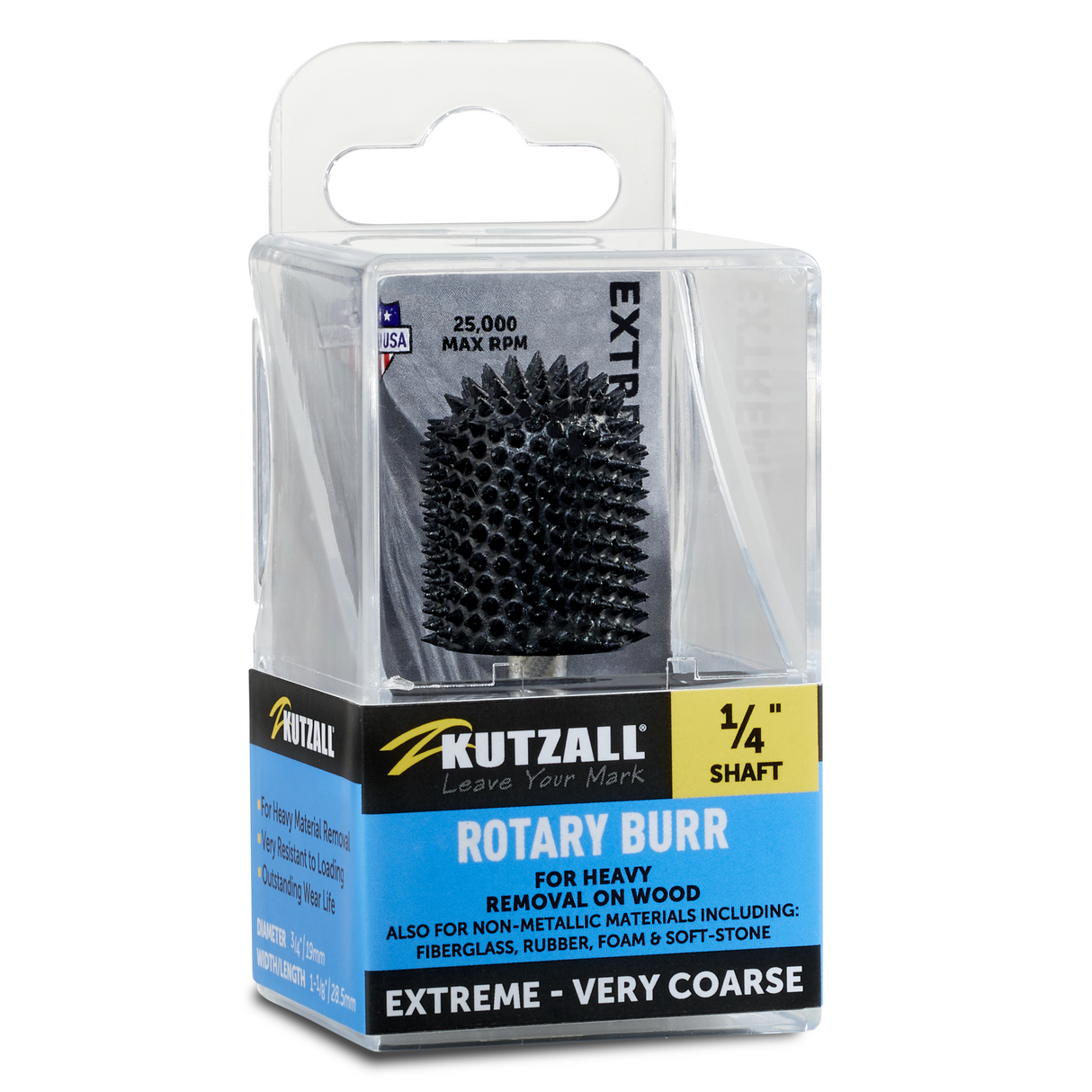 Kutzall 3/4" x 1-1/8" Ball Nose Burr - 1/4" Shank