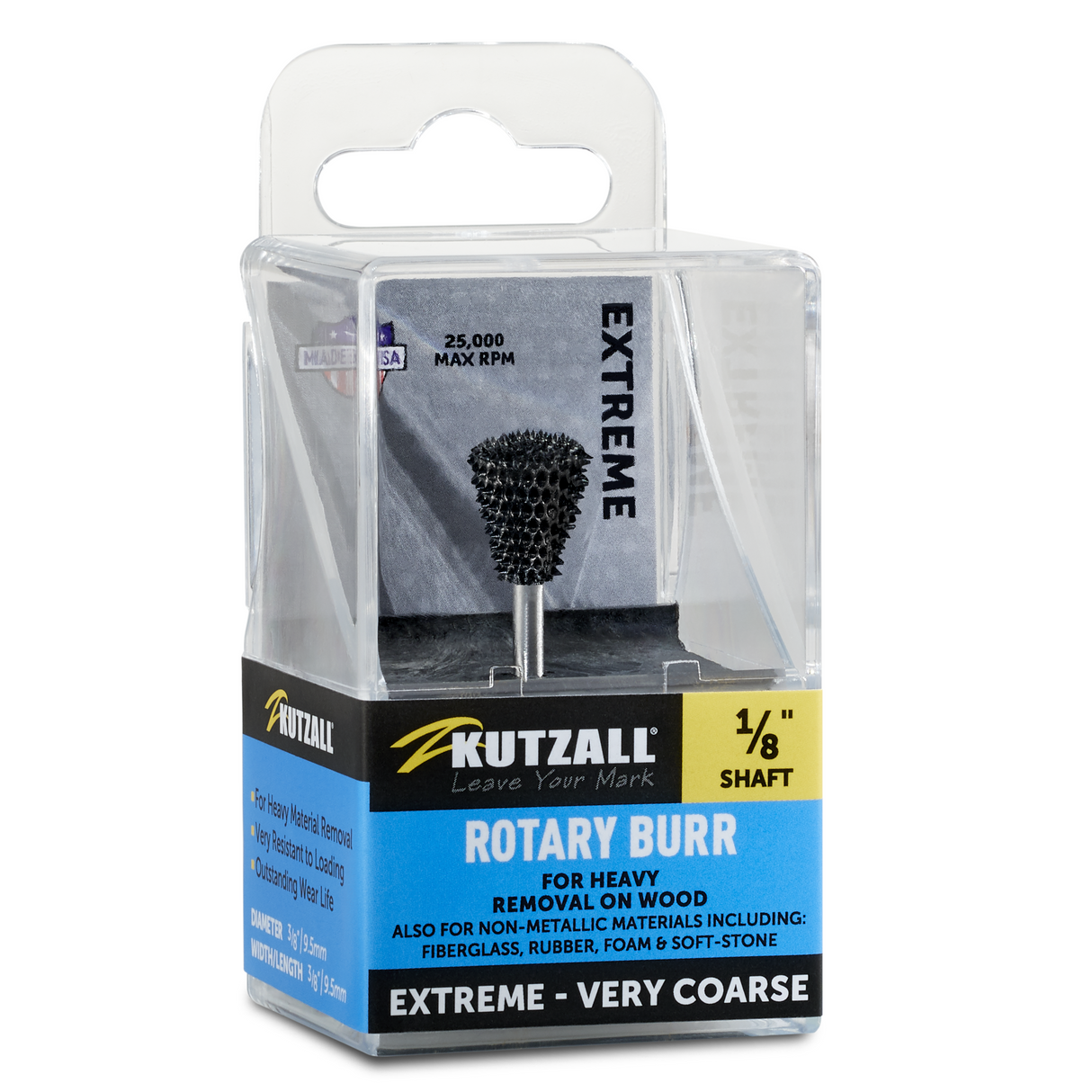 Kutzall 3/8" x 1/2" Dove Tail Burr - 1/8" Shank