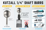 Kutzall 1" Sphere Burr - 1/4" Shank