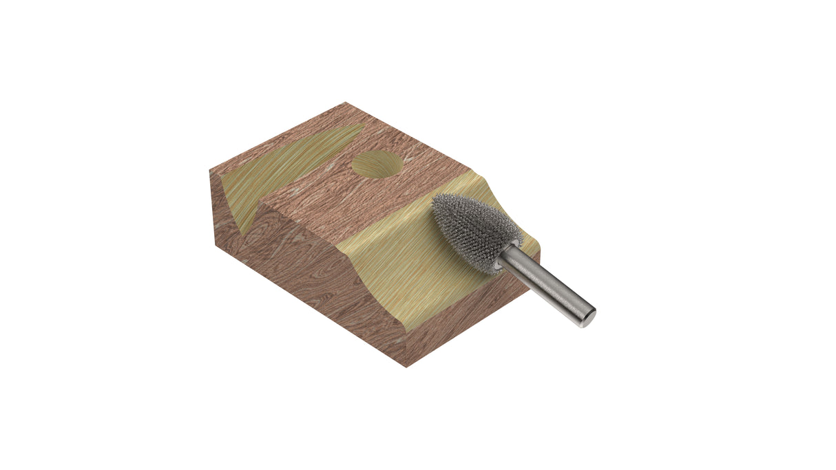 Kutzall 1/2" x 1" Flame Burr - 1/4" Shank