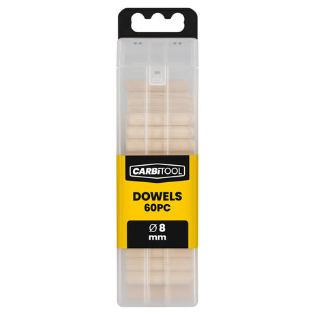 Carbitool 8mm fluted wood dowels, pack of 60