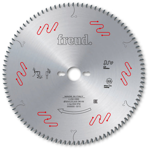 Freud Industrial Two Sided Melamine Cut Off Circular Saw Blade - 300mm Diameter - 96 Tooth - 30mm Bore - LU3A 0300
