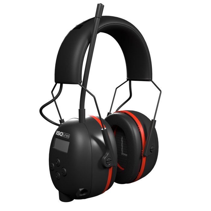 ISOtunes Air Defender AM/FM Radio Earmuffs - Black/Red