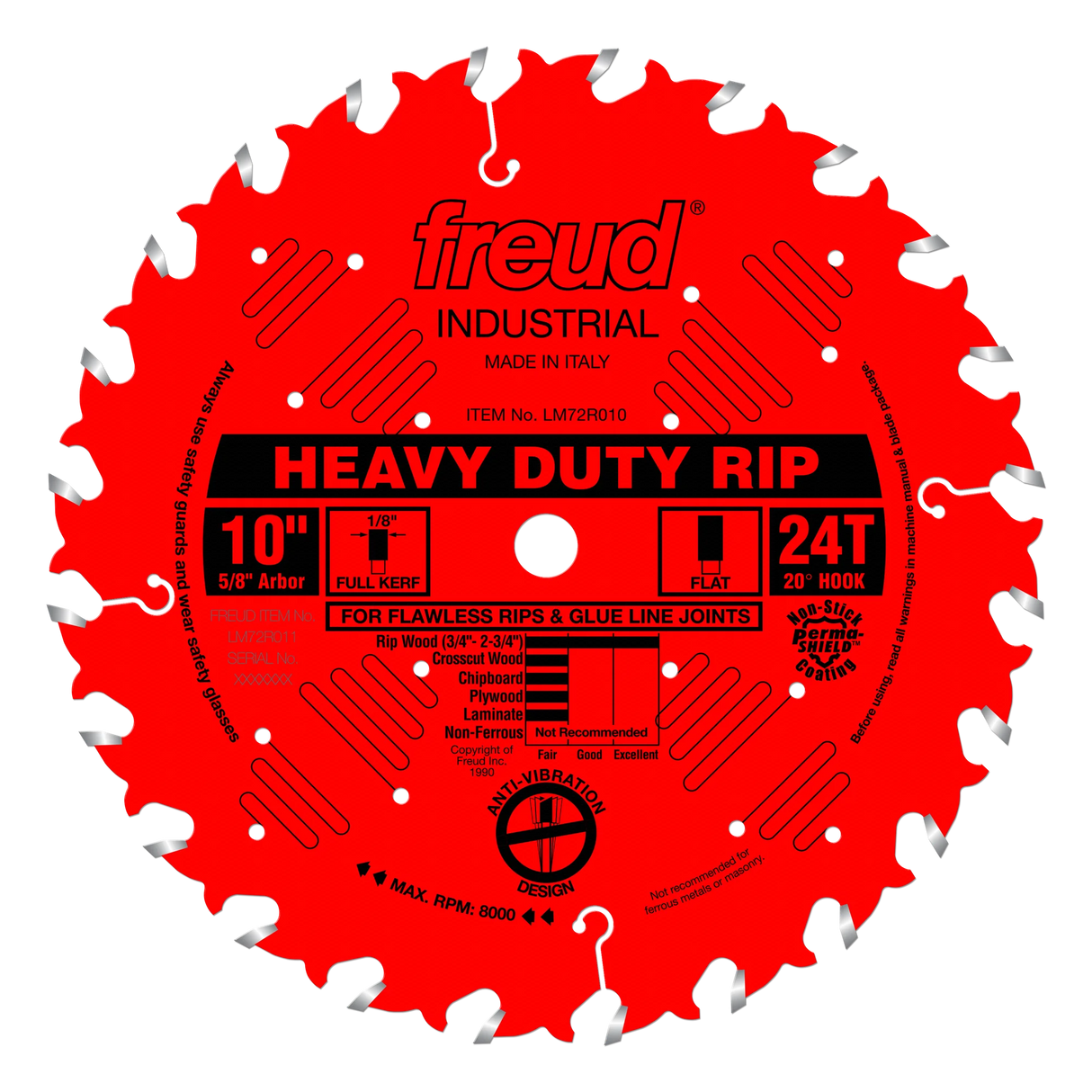 Freud Heavy-Duty Rip Cut Circular Saw Blade - 254mm Diameter - 24 Tooth - 15.9mm Bore - LM72 MRBA3