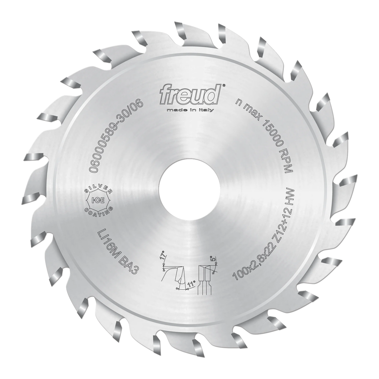 Freud Adjustable Scoring Saw Blade - 120mm Diameter - 12 + 12 Tooth - 22mm Bore - LI16M AB3