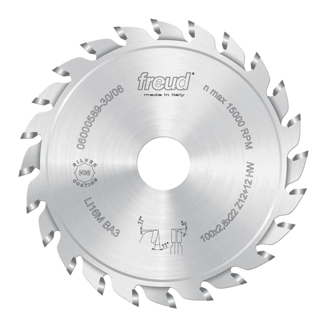 Freud Adjustable Scoring Saw Blade - 120mm Diameter - 12 + 12 Tooth - 22mm Bore - LI16M AB3