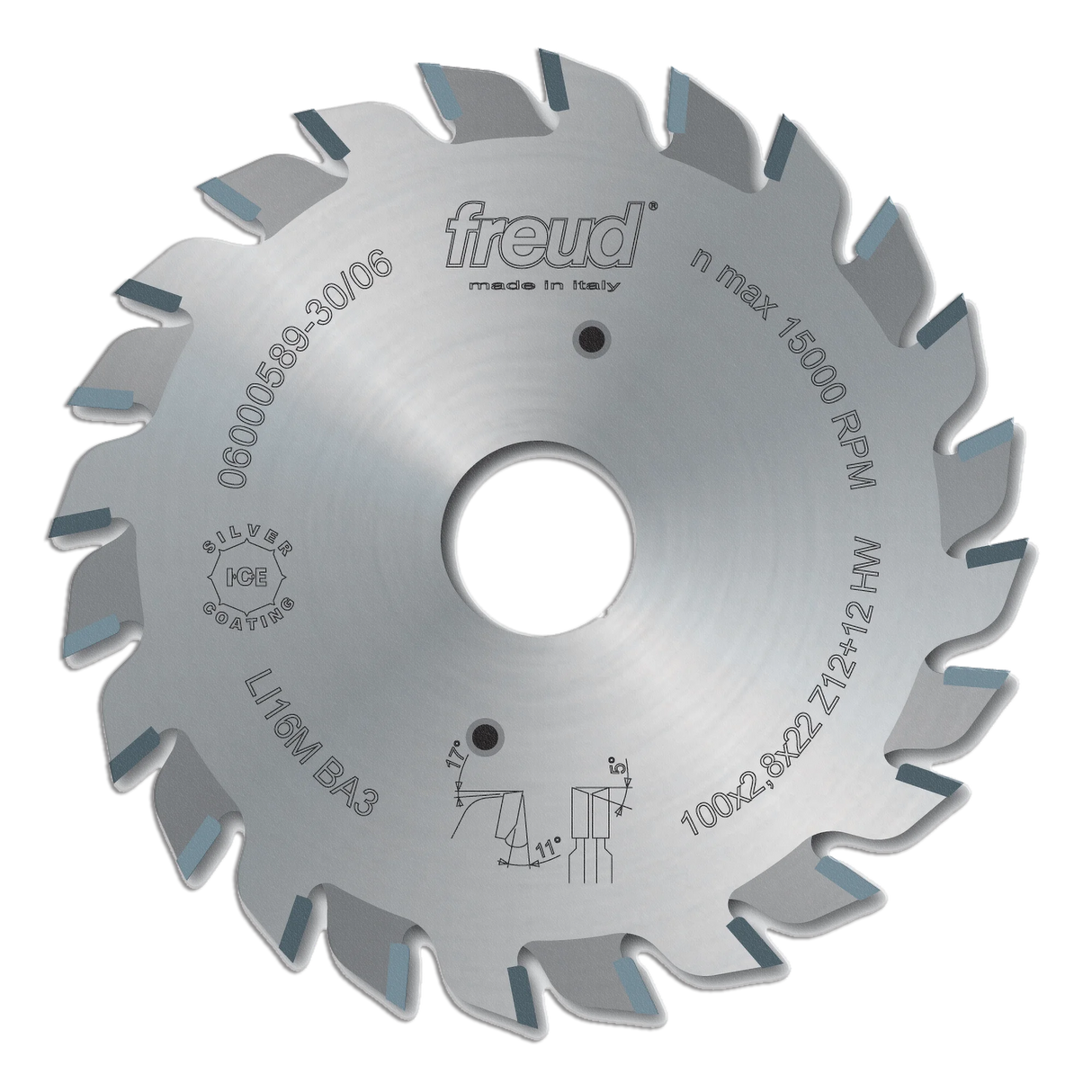 Freud Adjustable Scoring Saw Blade - 100mm Diameter - 12 + 12 Tooth - 20mm Bore - LI16M BA3