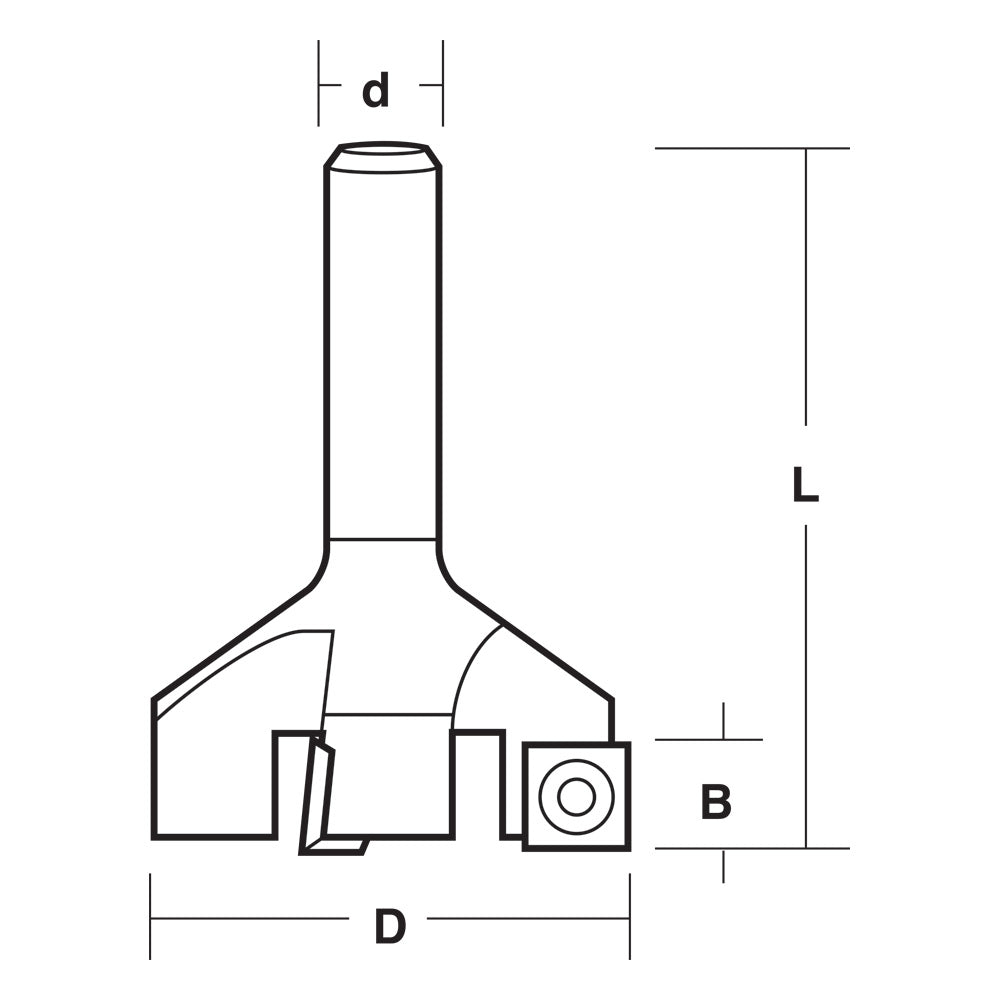 4 Cutter Surface Planing/Flattening Bit - 1/2" Shank With Replaceable Inserts