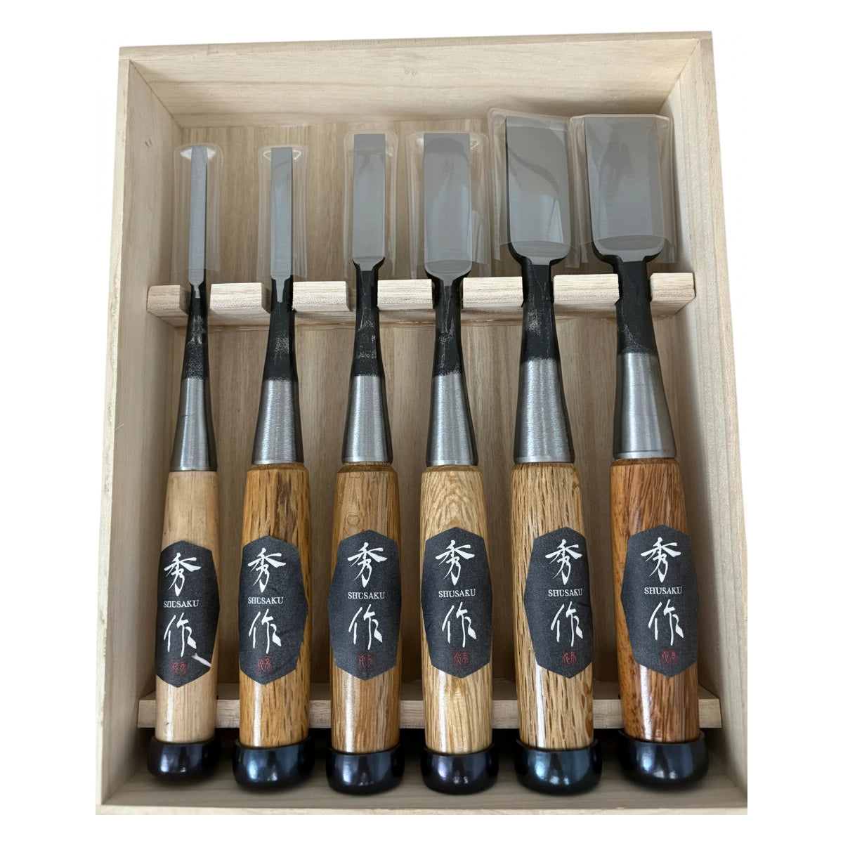 Shusaku Japanese Oire Chisels Set of 6 with Wooden Case