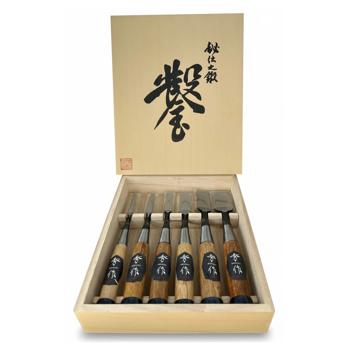 Shusaku Japanese Oire Chisels Set of 6 with Wooden Case