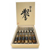 Shusaku Japanese Oire Chisels Set of 6 with Wooden Case