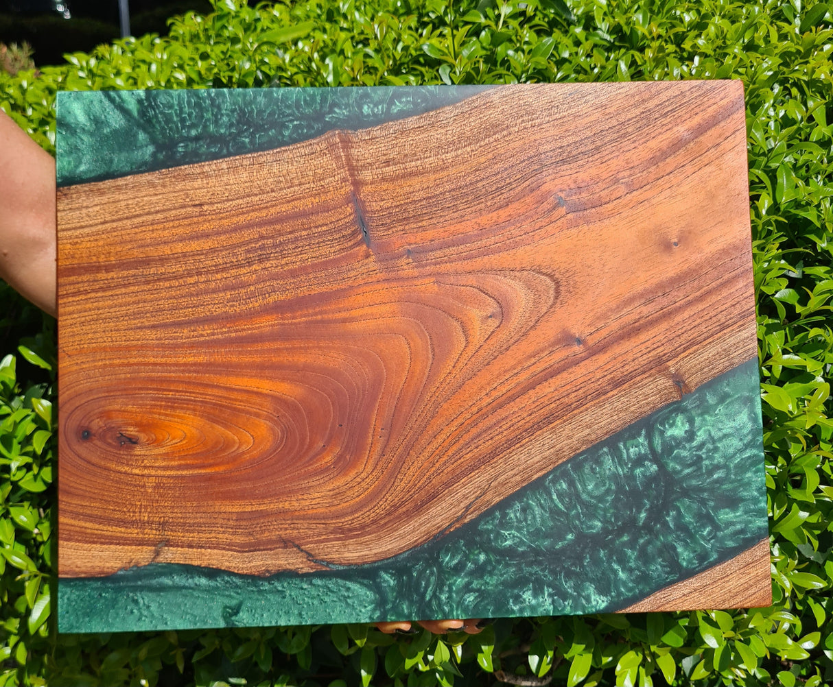 Red Cedar & Custom Green Epoxy Resin Serving Board