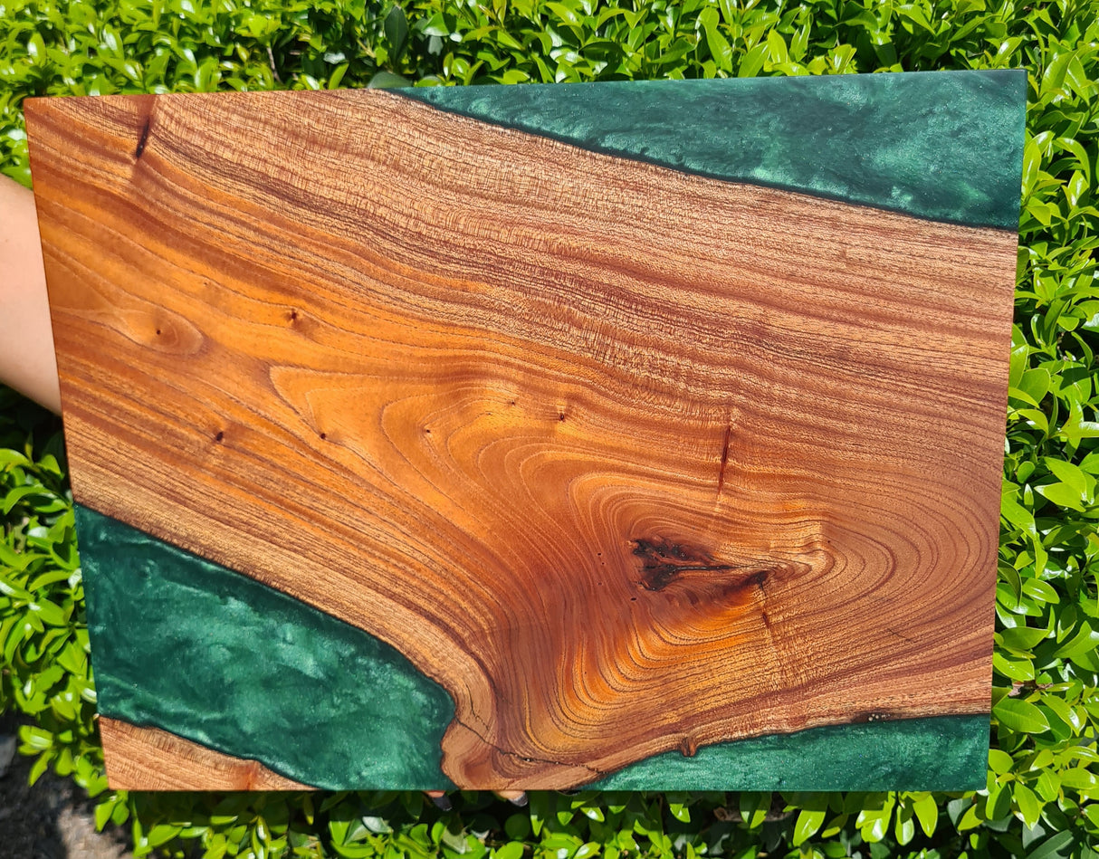 Red Cedar & Custom Green Epoxy Resin Serving Board