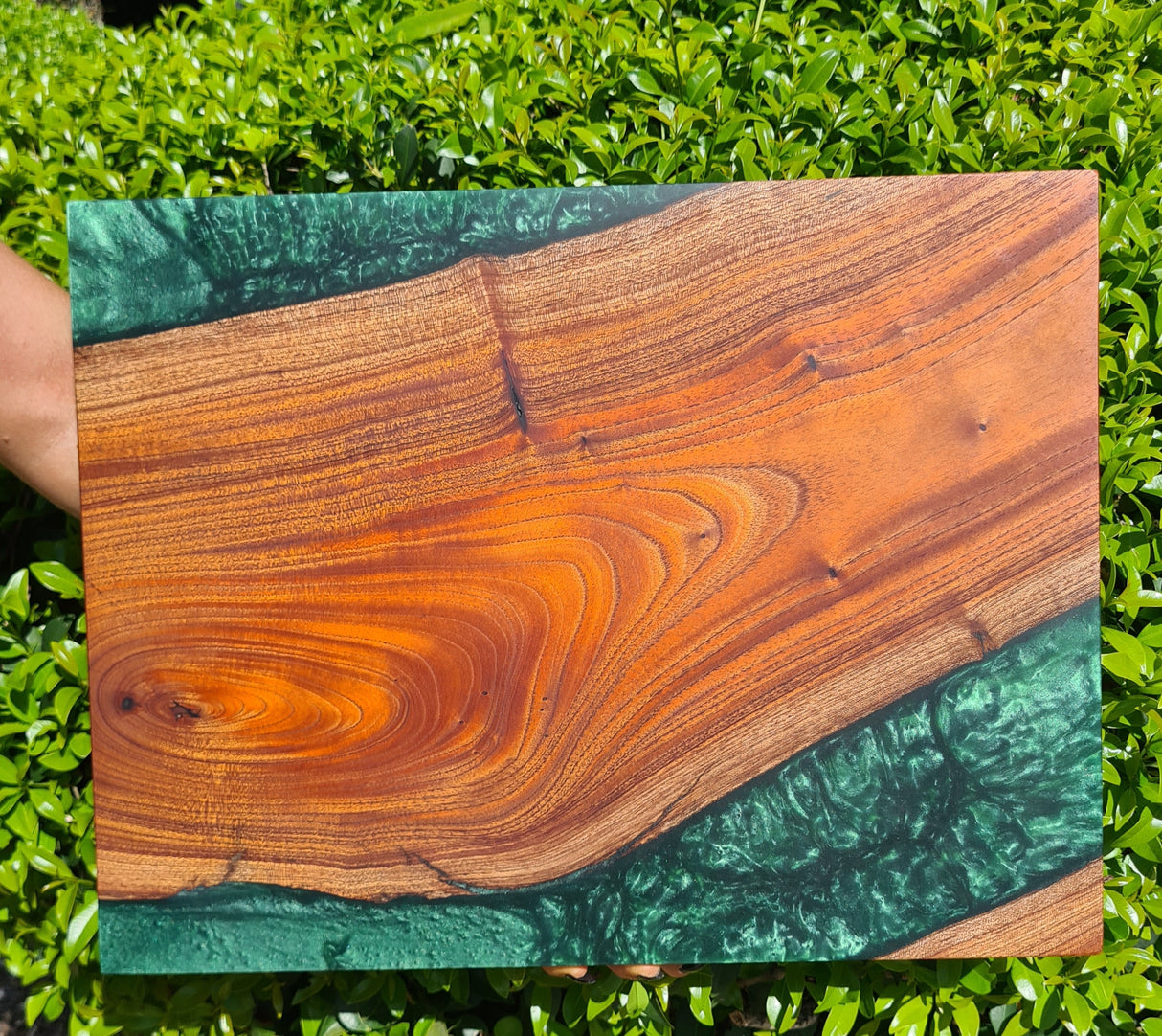 Red Cedar & Custom Green Epoxy Resin Serving Board