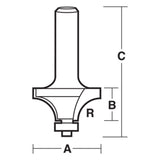Round Over Router Bits Carbitool - with Bearing 1/2" Shank