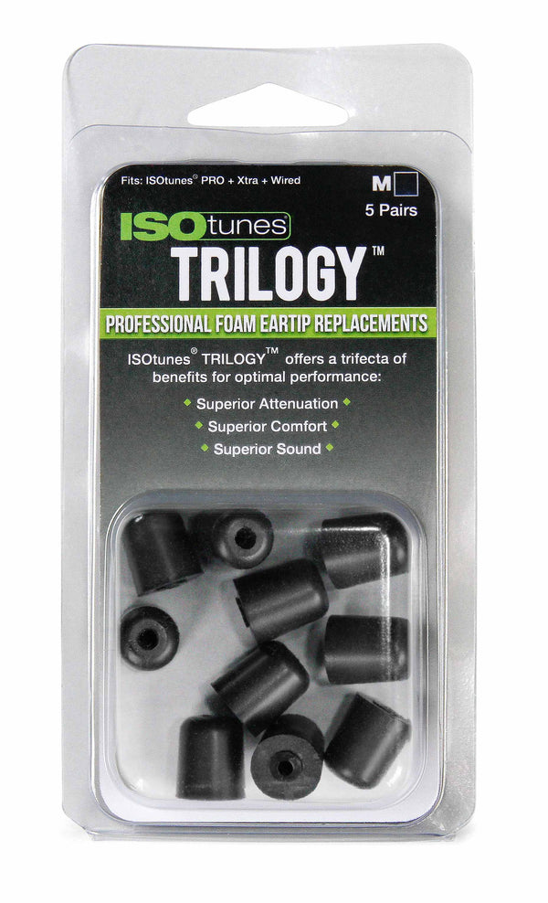 ISOtunes TRILOGY Replacement Foam Ear Tips Medium (Black Core) - 5 Pair/Packs